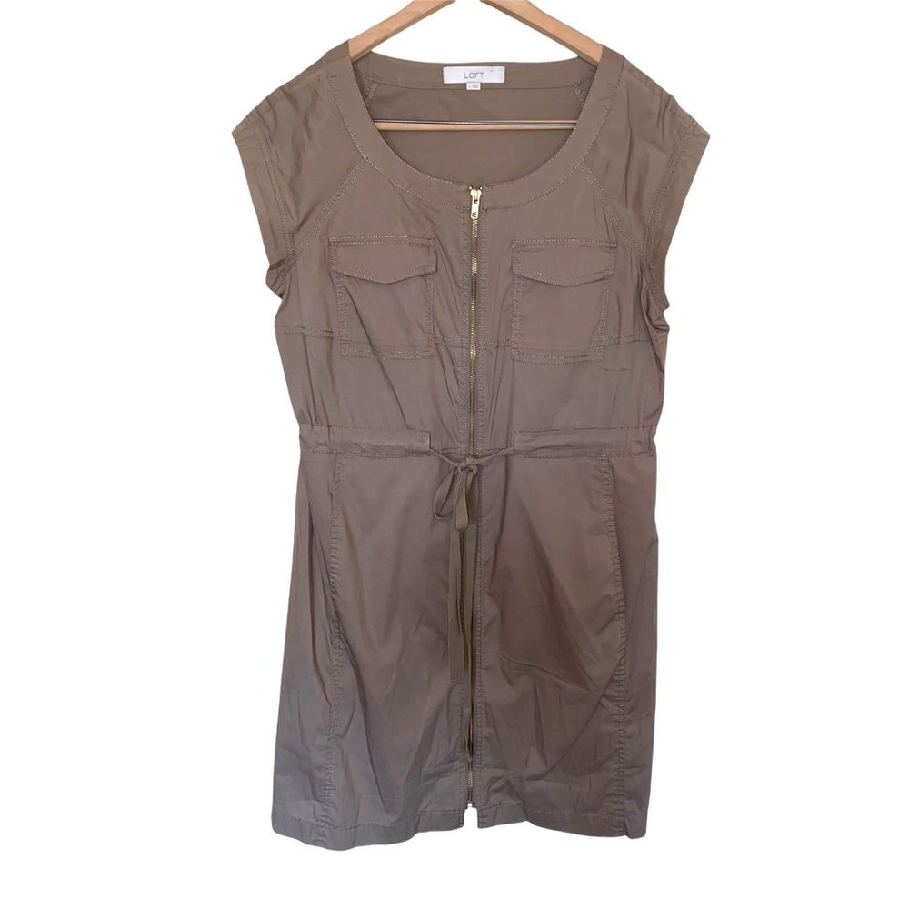 LOFT Full Zip Utility Shirt Dress - Women's Large